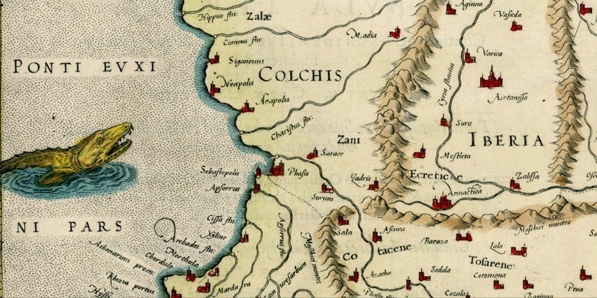 Mapa Gruzie od Gerarda Mercatora, 16. st.
