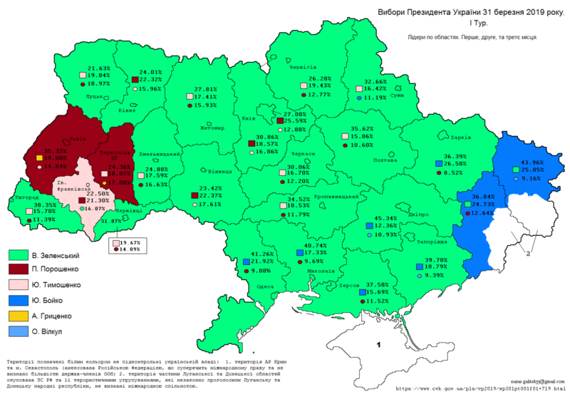 Volební mapa Ukrajiny 2019
