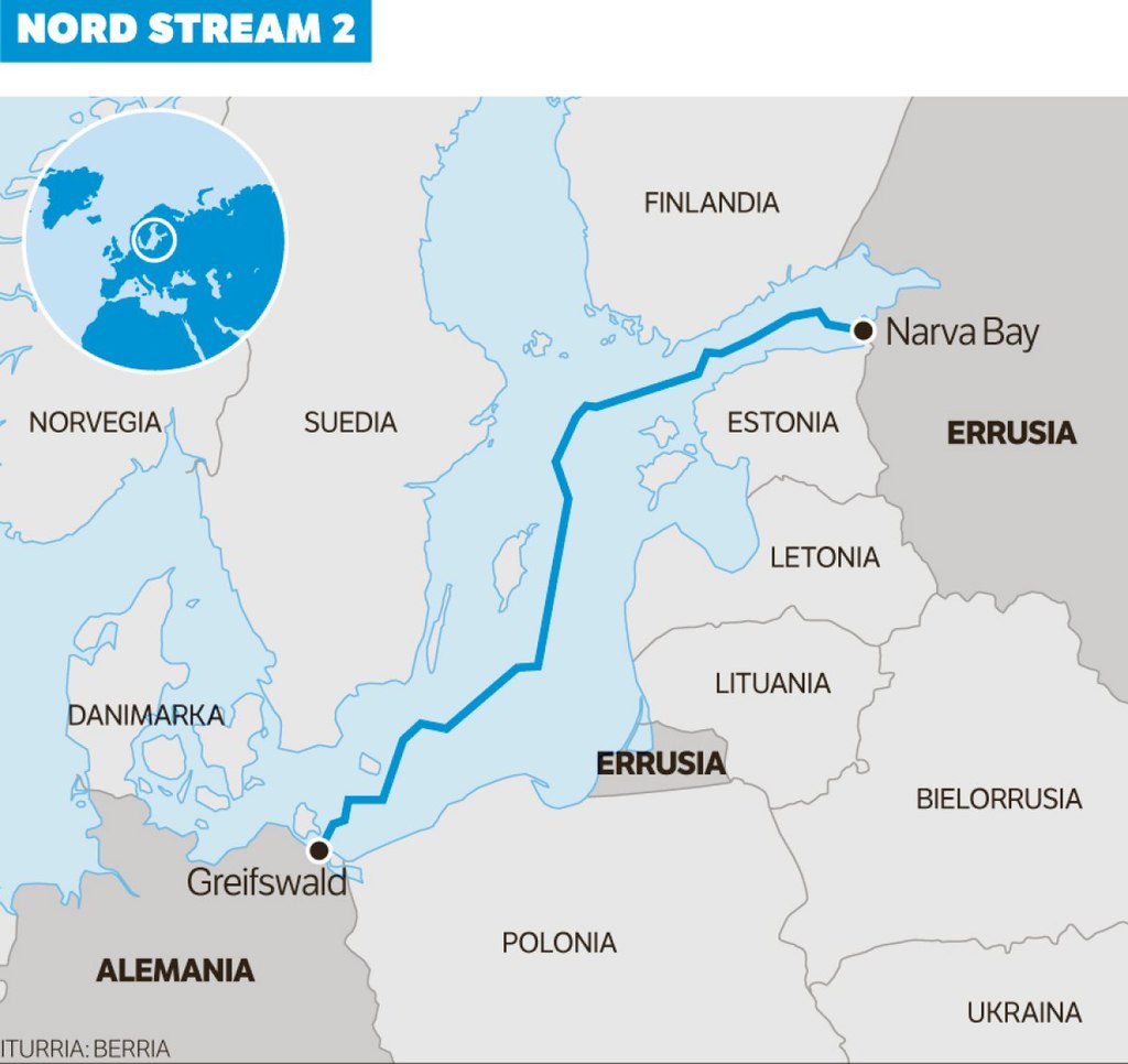 mapa Nord Stream 2