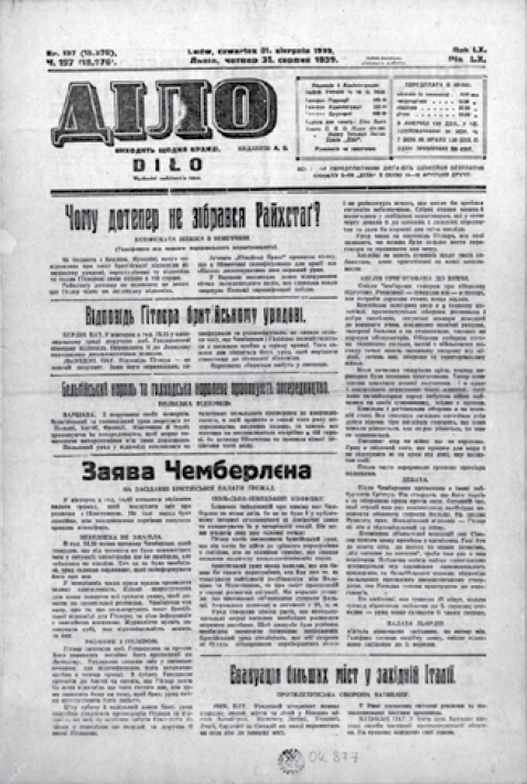 Noviny Dilo 31.8.1939